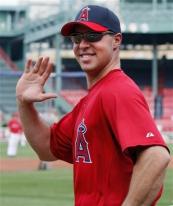 Mark Teixeira waves to the camera as an Angel.jpg