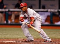 Erick Aybar tries to bunt.jpg