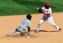 Erick Aybar prepares to throw to first.JPG