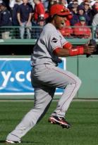 Erick Aybar celebrates as he catches the final out vs the Boston Red Sox in the 2009 NLDS.JPG
