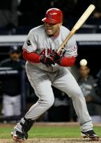 Kendry Morales is hit by the pitch.JPG