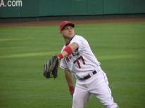 Willits throws the ball back to the infield.jpg
